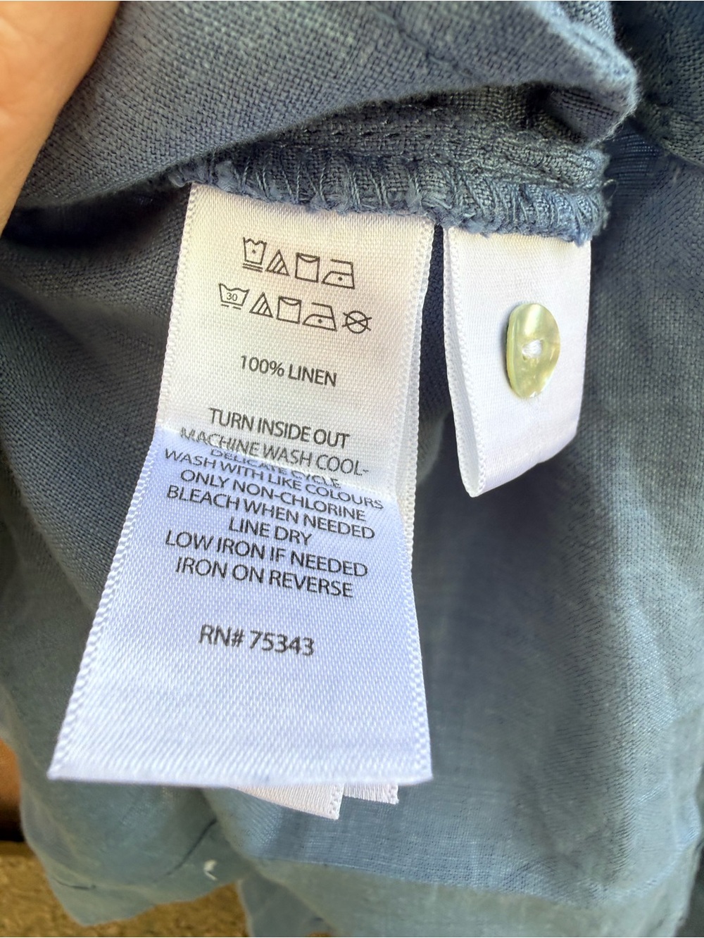 Sigrid Olsen Blue 100% Linen Top Tunic Long Sleeve Button Down Size Medium - Picture 13 of 13